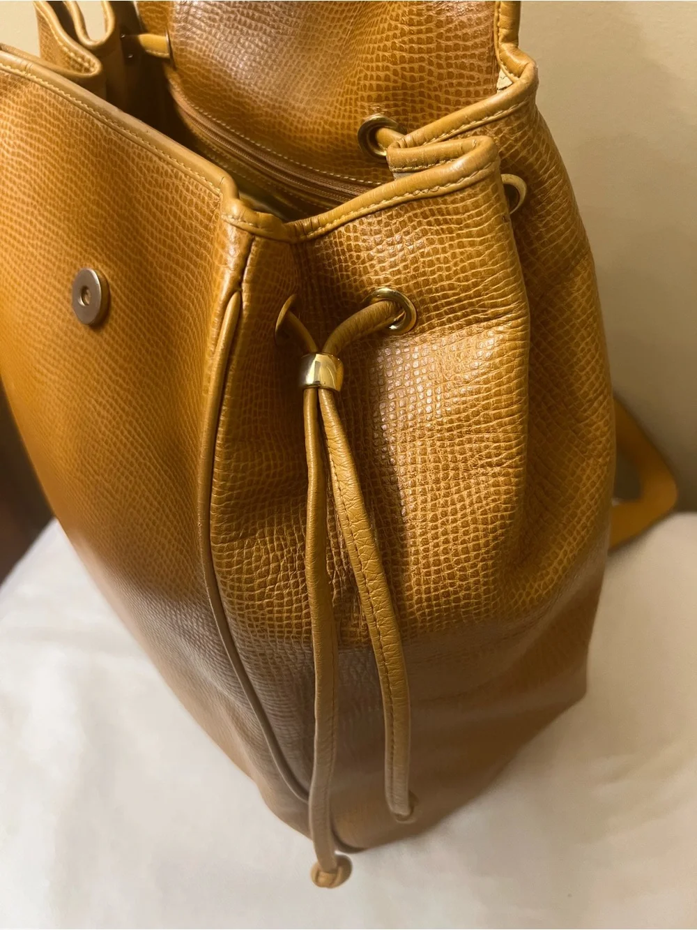 Christian Dior Large Cognac Textured Leather Backpack